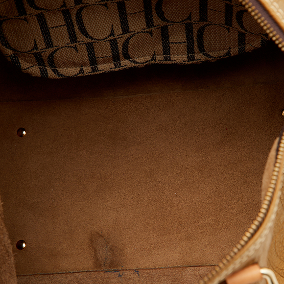 CH CAROLINA HERRERA Metallic Bronze Monogram Leather Large Andy Boston Bag - Picture 8 of 8